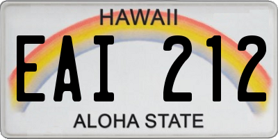 HI license plate EAI212