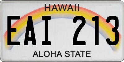 HI license plate EAI213