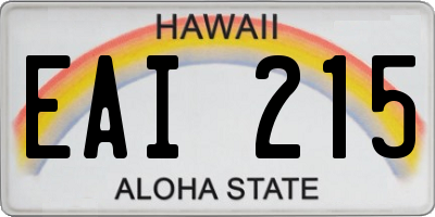 HI license plate EAI215