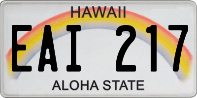 HI license plate EAI217