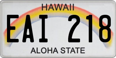 HI license plate EAI218