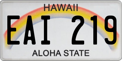 HI license plate EAI219