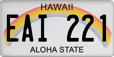 HI license plate EAI221