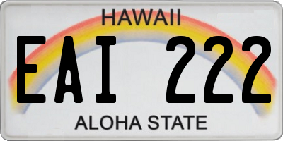 HI license plate EAI222