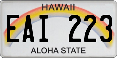 HI license plate EAI223