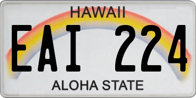 HI license plate EAI224