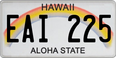 HI license plate EAI225