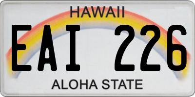 HI license plate EAI226