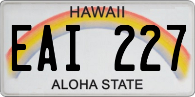 HI license plate EAI227