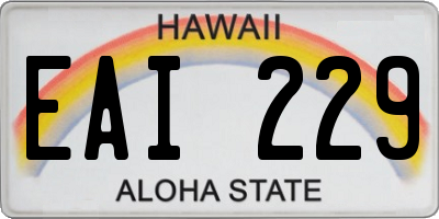 HI license plate EAI229