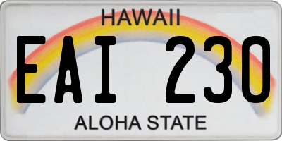 HI license plate EAI230