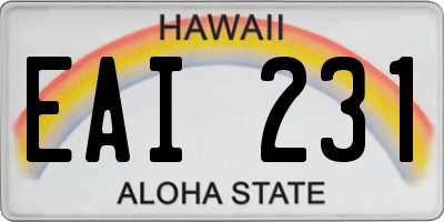 HI license plate EAI231