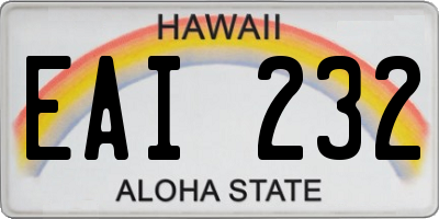 HI license plate EAI232