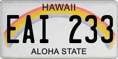 HI license plate EAI233