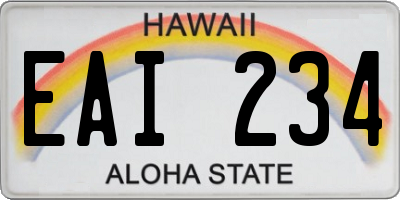 HI license plate EAI234