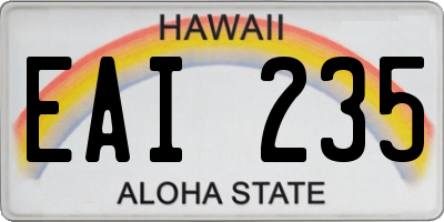 HI license plate EAI235