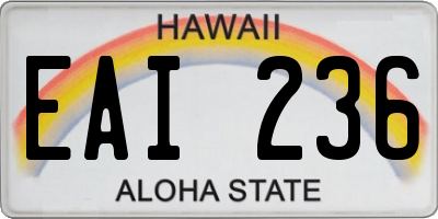 HI license plate EAI236