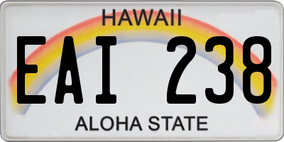 HI license plate EAI238