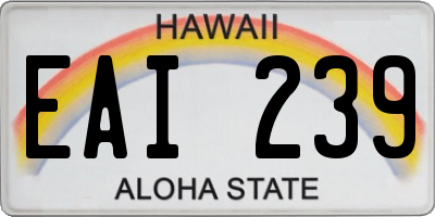 HI license plate EAI239