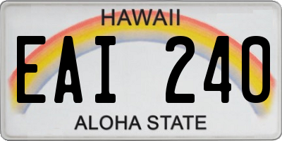 HI license plate EAI240