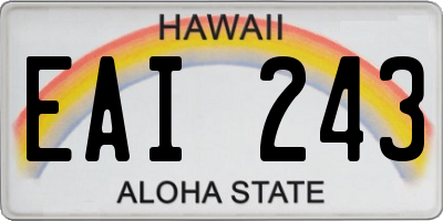 HI license plate EAI243