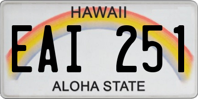 HI license plate EAI251