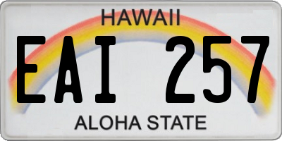 HI license plate EAI257