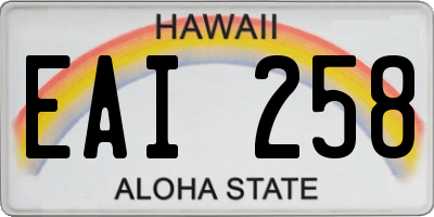 HI license plate EAI258