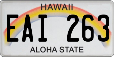 HI license plate EAI263