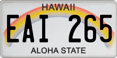 HI license plate EAI265