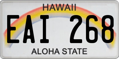 HI license plate EAI268