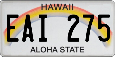 HI license plate EAI275