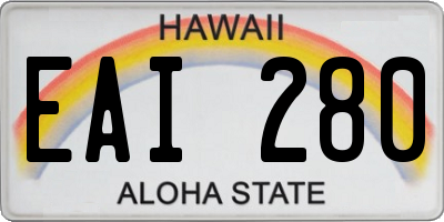 HI license plate EAI280