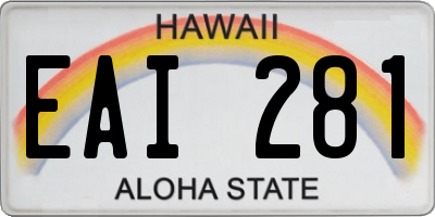 HI license plate EAI281