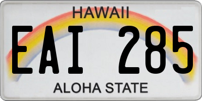 HI license plate EAI285