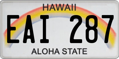 HI license plate EAI287