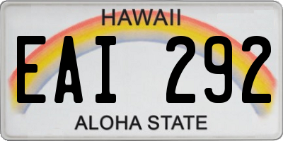 HI license plate EAI292