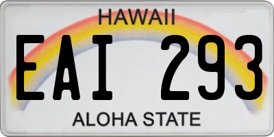 HI license plate EAI293