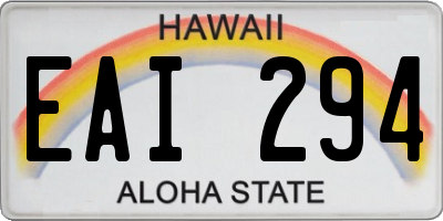 HI license plate EAI294