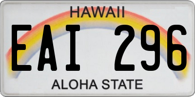 HI license plate EAI296