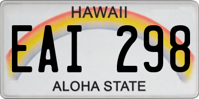 HI license plate EAI298