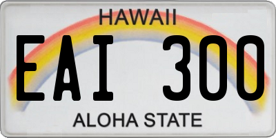 HI license plate EAI300