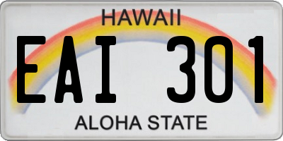 HI license plate EAI301