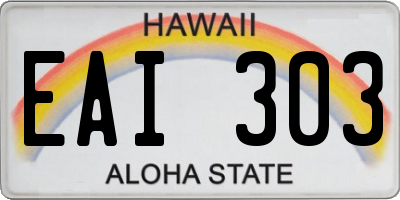 HI license plate EAI303