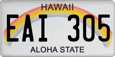 HI license plate EAI305