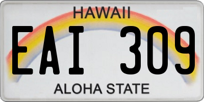 HI license plate EAI309