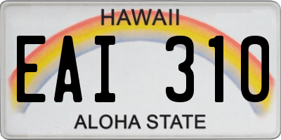 HI license plate EAI310