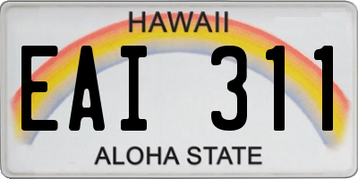 HI license plate EAI311