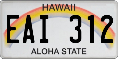 HI license plate EAI312