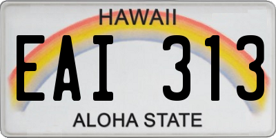 HI license plate EAI313